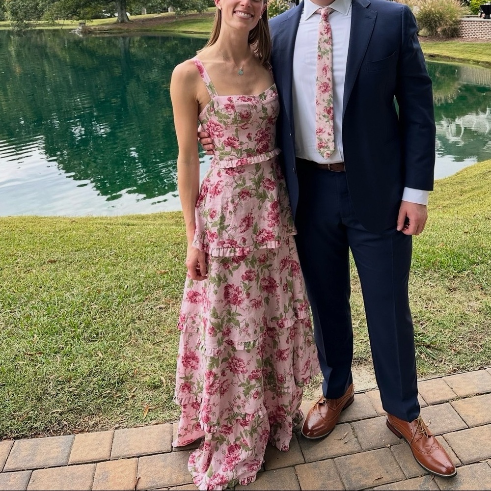 Show Me Your MuMu Pink Floral Tiered Maxi Dress